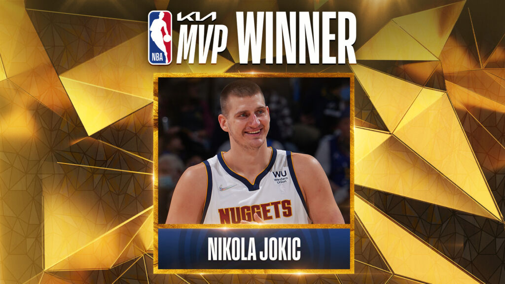 Nikola Jokic eleito o MVP da temporada regular pela segunda vez consecutiva. Foto: Divulgação/NBA