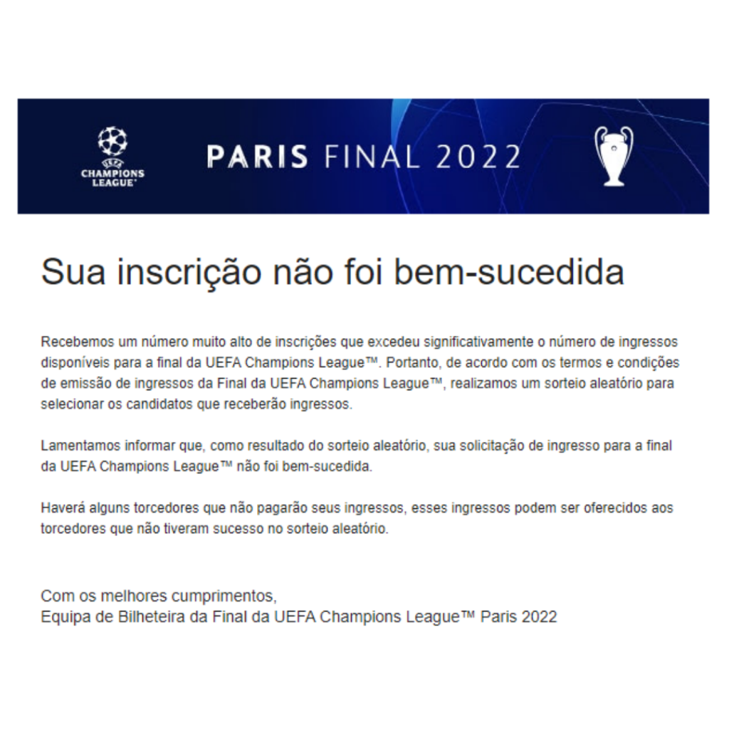 Venda de Ingressos para as finais de Champions League e Europa League de  2022 - Turista FC - Experiências Esportivas