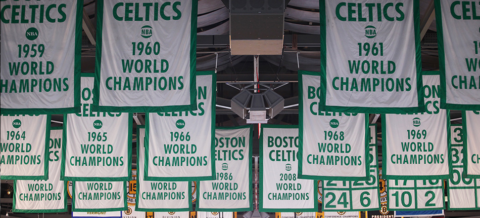 Celtics de Bill Russell, um dos times mais dominantes da história da NBA.