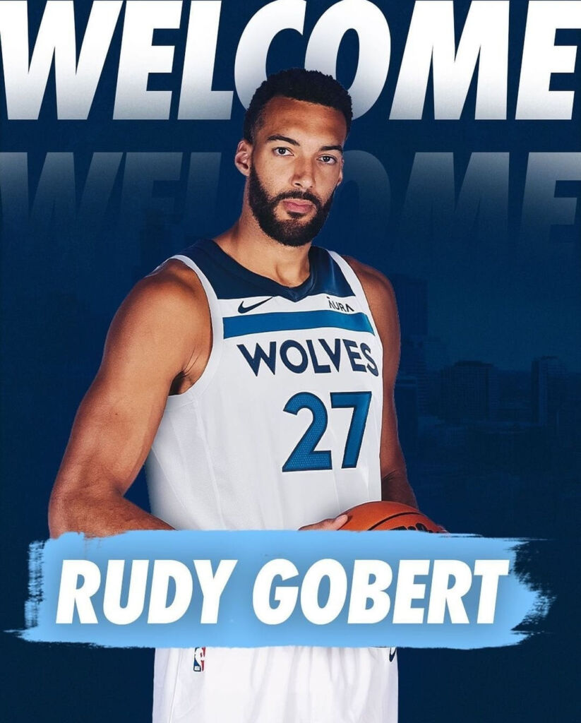 Rudy Gobert no Minnesota Timberwolves. Foto: Divulgação - NBA