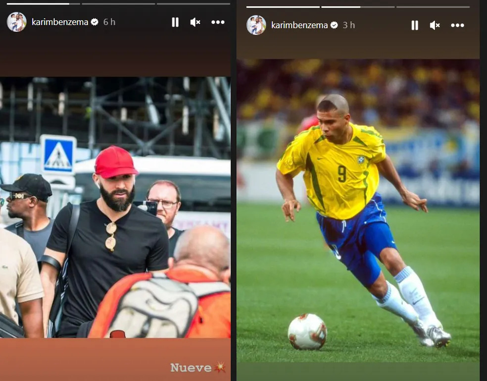 Benzema em rede social fazendo referência à Ronaldo Fenômeno. Foto: Reprodução/Instagram