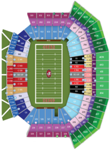 Mapa de assentos do Levi’s Stadium – Super Bowl LX 2026